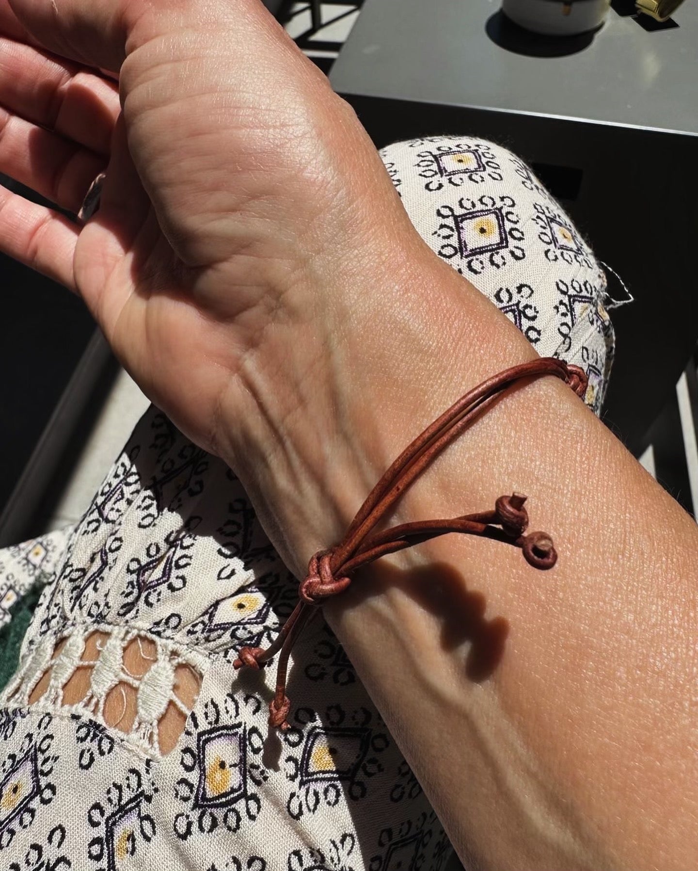 Sterling Silver Cross Pendant Bracelet with Distressed Leather